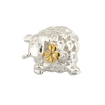 Silver Sheep Bead With Gold Plated Shamrock