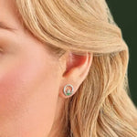 Sterling Silver Claddagh Earrings With Green Crystal Centerpiece