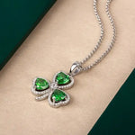 Silver Shamrock Pendant With Green Cubic Zirconia