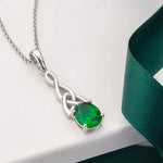 Silver Green Cubic Zirconia Trinity Knot Pendant