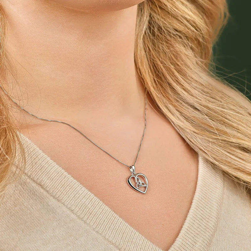 Silver Trinity Knot Heart Necklace – view 4