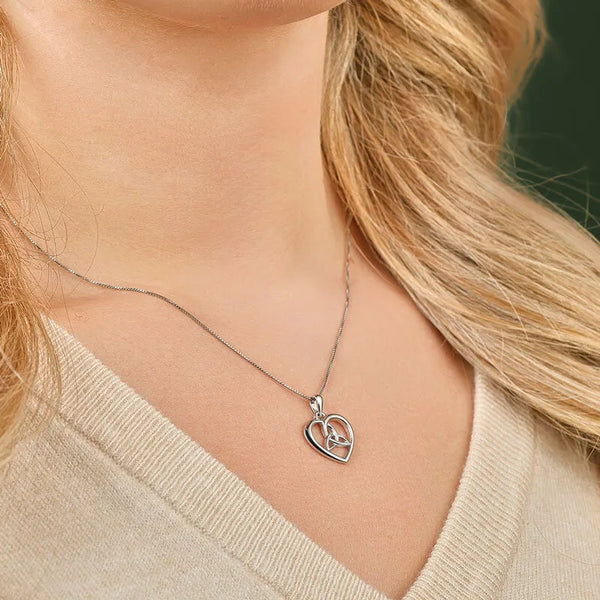 Silver Trinity Knot Heart Necklace