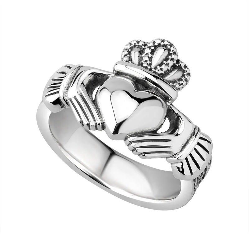 Gents Silver Heavy Celtic Claddagh Ring