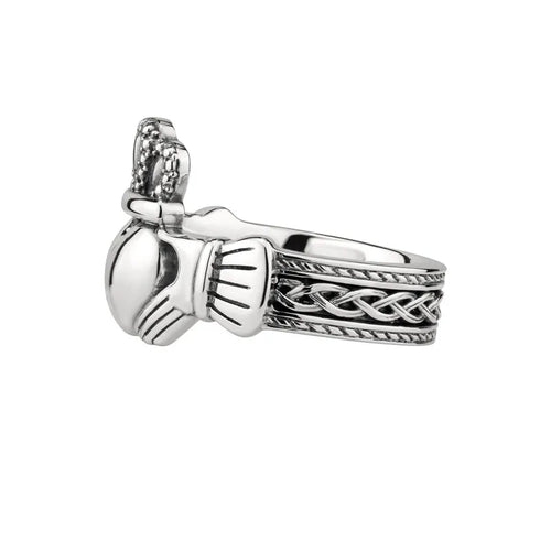 Gents Silver Heavy Celtic Claddagh Ring