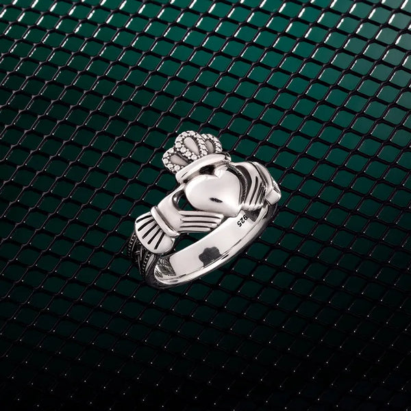 Gents Silver Heavy Celtic Claddagh Ring