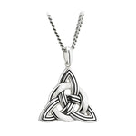 Mens Oxidized Silver Celtic Trinity Knot Pendant