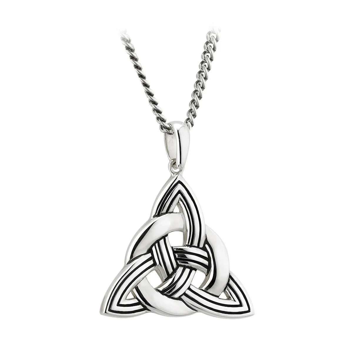 Mens Oxidized Silver Celtic Trinity Knot Pendant – view 3