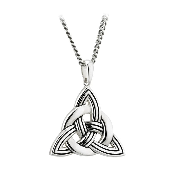 Mens Oxidized Silver Celtic Trinity Knot Pendant