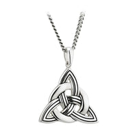 Mens Oxidized Silver Celtic Trinity Knot Pendant