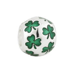 Green Enamel Irish Shamrock Bead in Sterling Silver