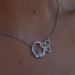 Silver Claddagh Trinity Knot Necklace With Cubic Zirconia
