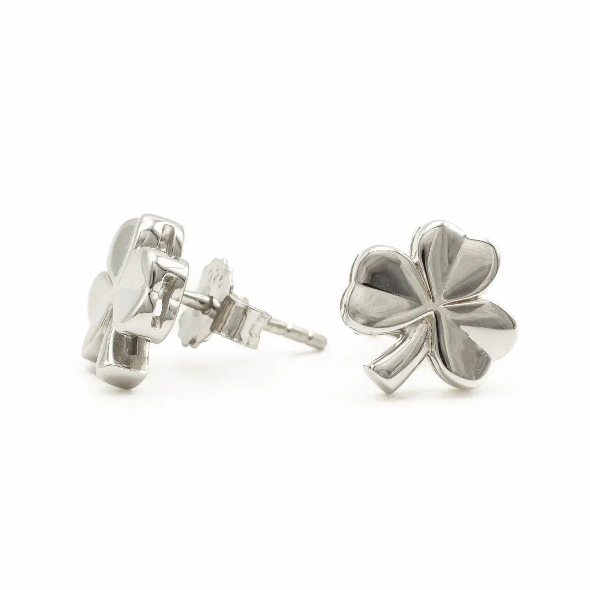 Sterling Silver Irish Shamrock Stud Earrings – view 4