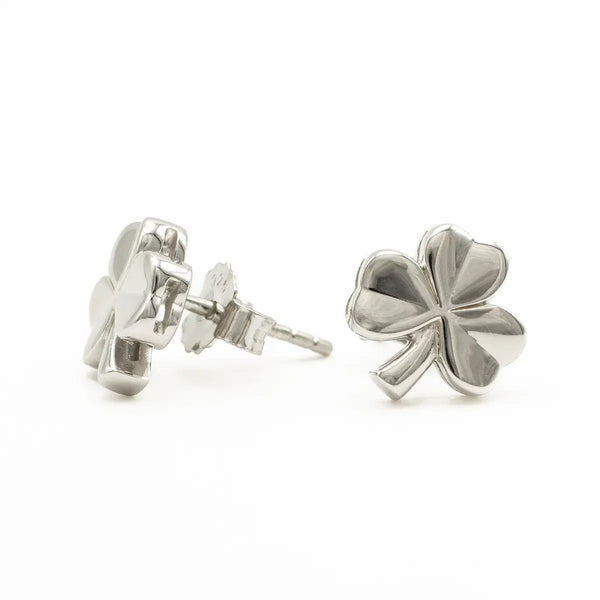 Sterling Silver Irish Shamrock Stud Earrings