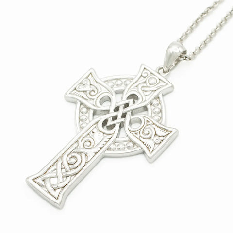 Sterling Silver Large Celtic Cross Four Apostles Pendant