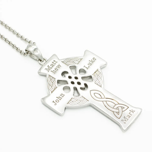 Sterling Silver Large Celtic Cross Four Apostles Pendant