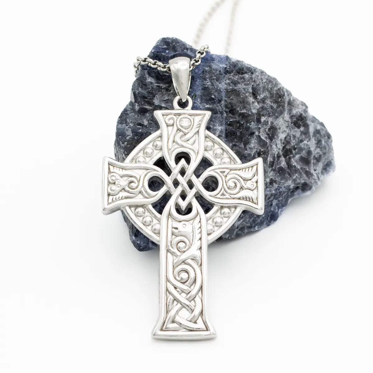 Sterling Silver Large Celtic Cross Four Apostles Pendant – view 4