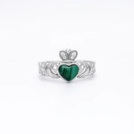 Silver Malachite Claddagh Ring