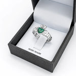 Silver Malachite Claddagh Ring