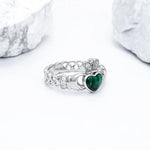 Silver Malachite Claddagh Ring