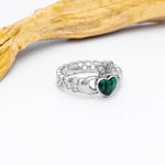 Silver Malachite Claddagh Ring