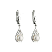 Sterling Silver Trinity Knot Drop Earrings With Freshwater Pearls