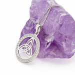Sterling Silver Round Trinity Knot Pendant With Cubic Zirconia