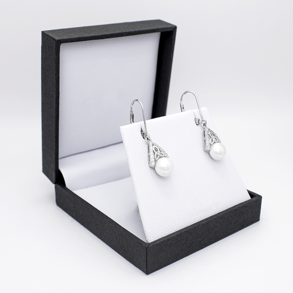 Sterling Silver Trinity Knot Pearl Drop Earrings