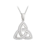 Silver Trinity Knot Necklace With Cubic Zirconia Gemstones