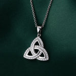 Silver Trinity Knot Necklace With Cubic Zirconia Gemstones
