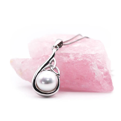 Sterling Silver Trinity Knot Pendant With Freshwater Pearl
