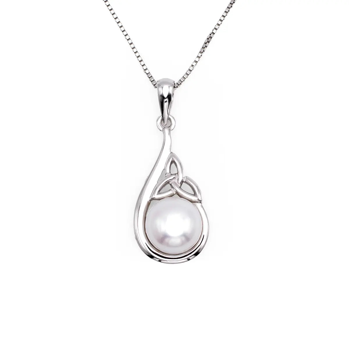 Sterling Silver Trinity Knot Pendant With Freshwater Pearl – view 4