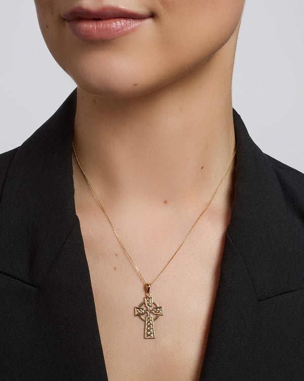 Traditional Gold Celtic Cross Pendant