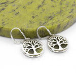 Silver Tree of Life Connemara Marble Earrings