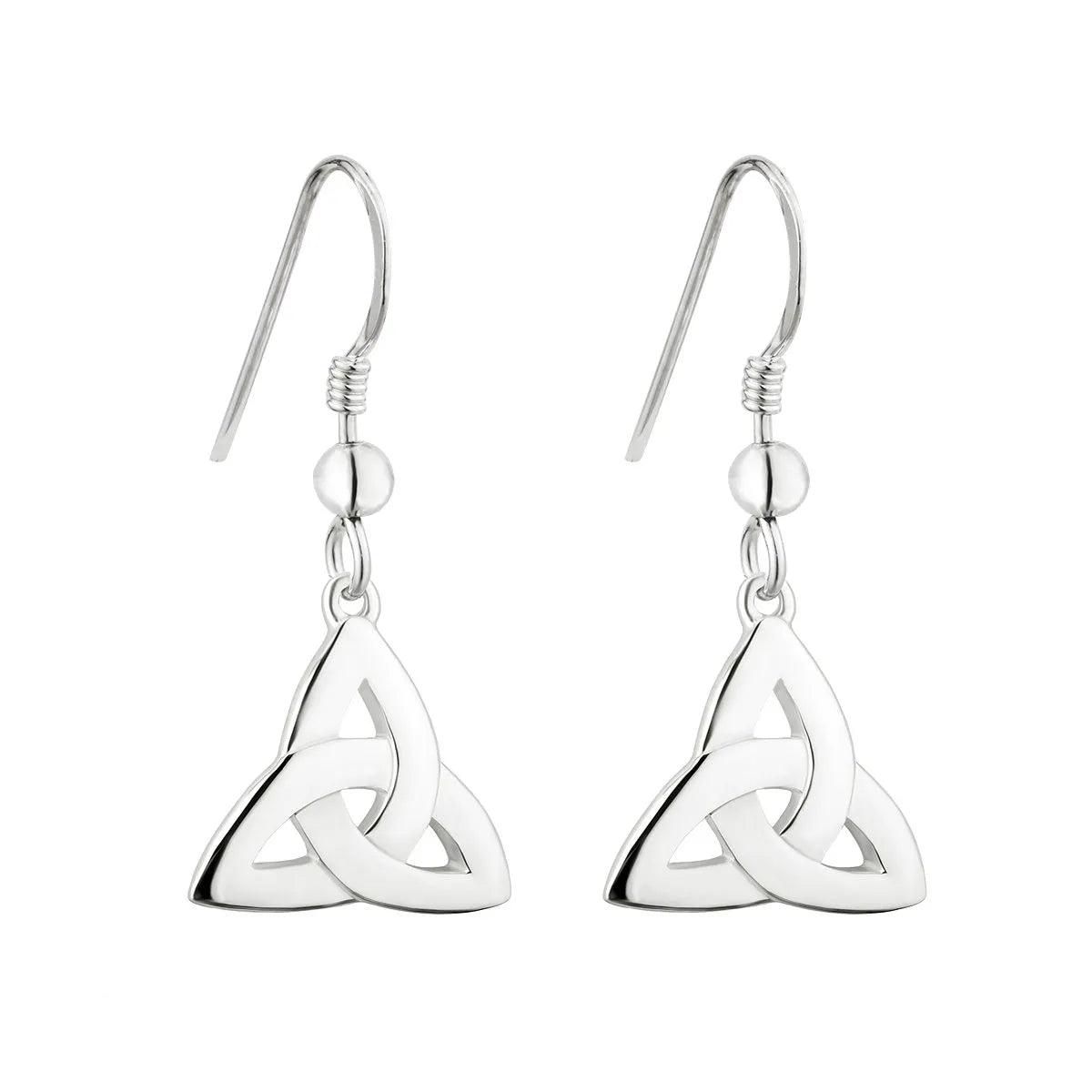 Silver Celtic Trinity Knot Drop Earrings – view 3