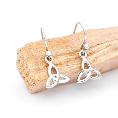 Silver Trinity Knot Drop Earrings