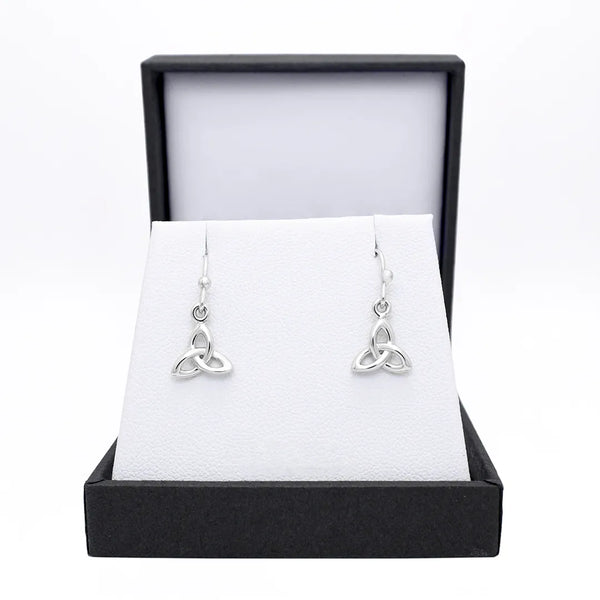 Silver Trinity Knot Drop Earrings