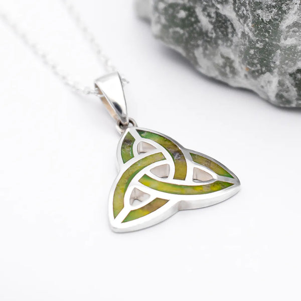 Connemara Marble Sterling Silver Trinity Knot Celtic Necklace