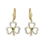 Two-Tone Emerald and Diamond Shamrock Earrings