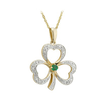 Two-Tone Emerald and Diamond Shamrock Necklace