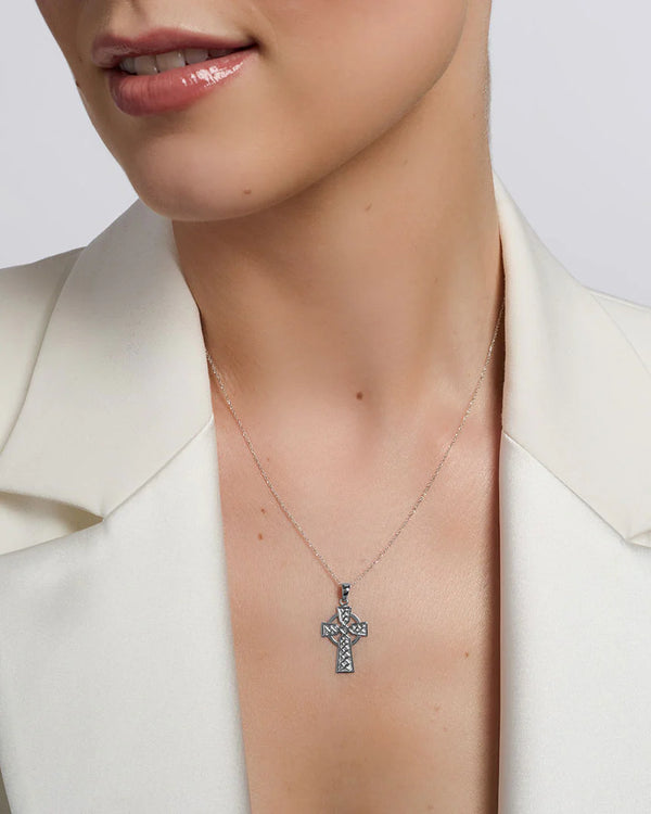 White Gold Celtic Cross Pendant