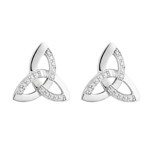 Diamond Celtic Trinity Knot Stud Earrings
