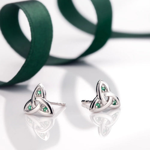 Trinity Knot Earrings With Emeralds