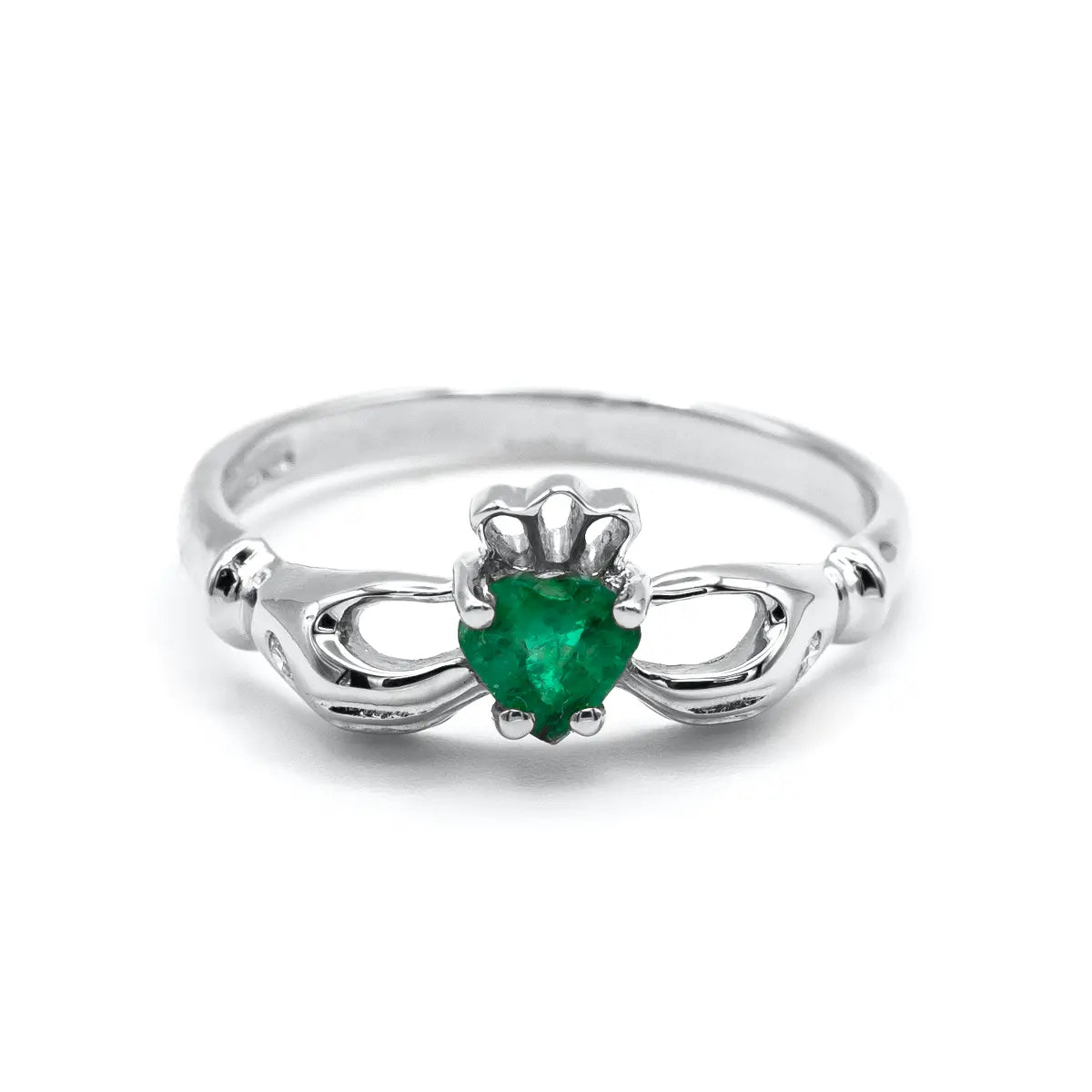 Irish Claddagh Ring With Heartshaped Precious Gemstone