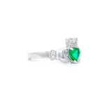 Claddagh Engagement Ring With Heart-shaped Precious Gemstone And Diamonds