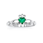 Irish Claddagh Ring With Heartshaped Precious Gemstone