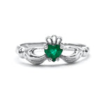 Irish Claddagh Ring With Heartshaped Precious Gemstone