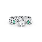 Celtic Knot Engagement Ring with Diamond and Emeralds