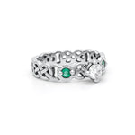 Celtic Knot Engagement Ring with Diamond and Emeralds