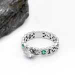 Celtic Knot Engagement Ring with Diamond and Emeralds