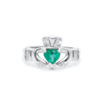 Irish Claddagh Ring with Precious Gemstone Heart And Diamonds